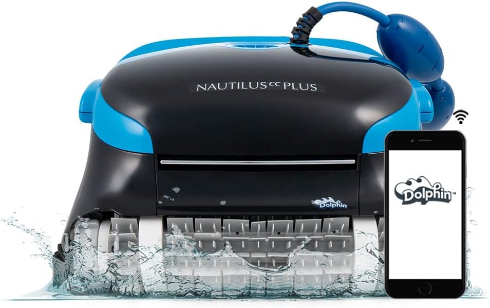 Dolphin Nautilus CC Plus Robotic Pool Vacuum Cleaner with Wi-Fi Control — Wall Climbing Capability  — Top Load Filters for Easy Maintenance — Ideal for Above/In-Ground Pools up to 50 FT in Length